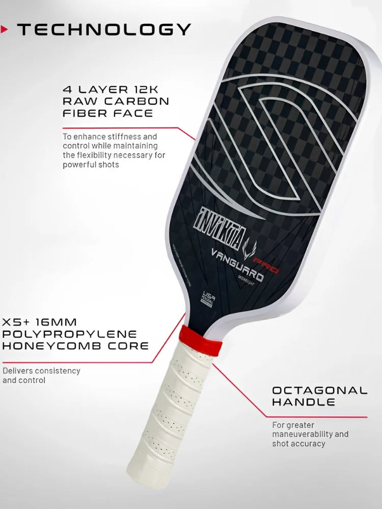 VANGUARD INVIKTA PRO 12K Raw Carbon Fiber Pickleball Paddle