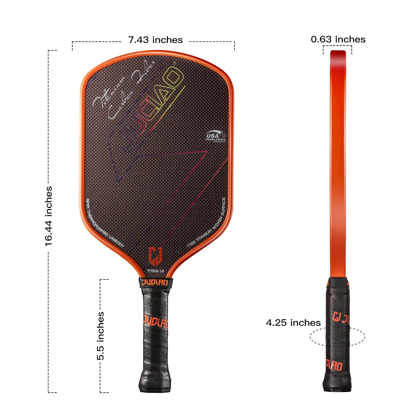 JUCIAO T-Titanium Pickleball Carbon Fiber Paddle